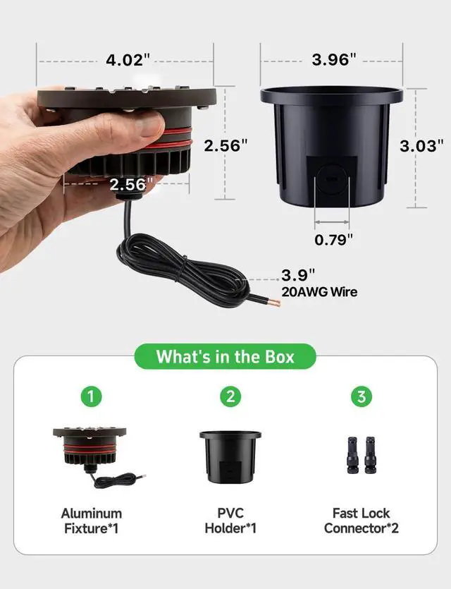 Alt view image 5 of 6 - Ground Well Lights, Landscape LED Low Voltage In-Ground Lights, Outdoor Waterproof IP67, 12V Wired Aluminum Grille Top ORB for Wall 6W 350LM 8 Pack, Color Temp Random: 3000K or 5CCT