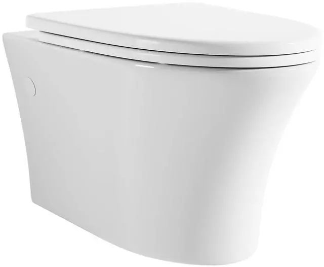 Main image of Elongated Wall Hung Toilet Bowl Only, Wall Mount Toilet Bowl With Soft-Close Seat,Easy Cleaning, Modern Style, Included Mounting Kit