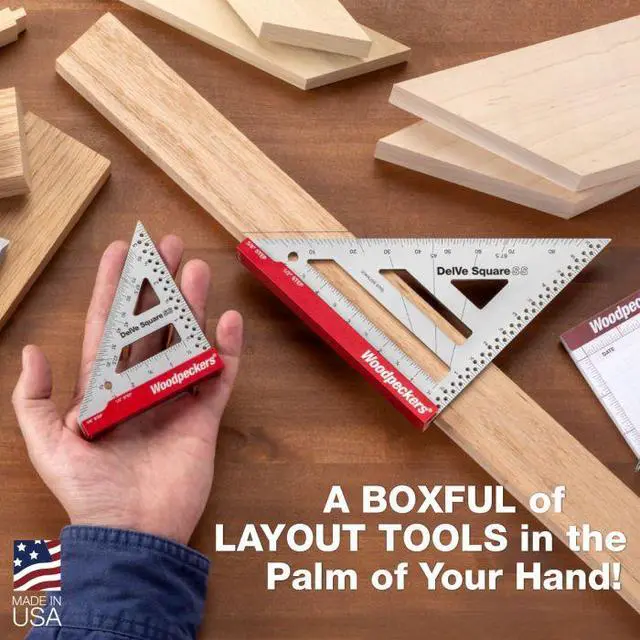 Alt view image 2 of 6 - Delve Square, 10-in-1 Woodworking Layout Tool, 6 Inch, Stainless Steel, Feature Packed Carpenter Square