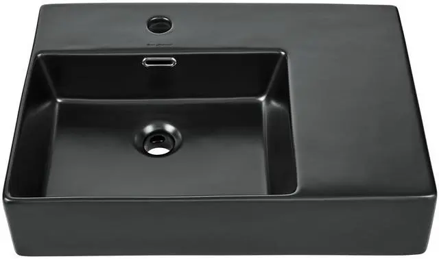 Main image of St. Tropez 24 x 18 Ceramic Wall Hung Sink with Left Side Faucet Mount, Matte Black