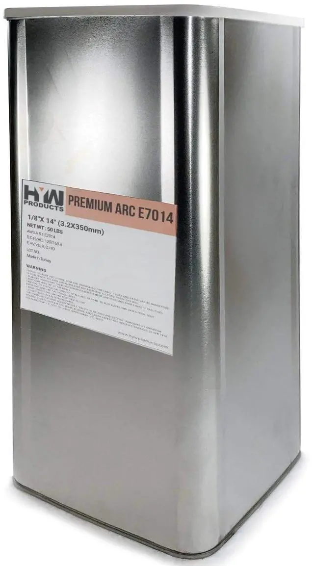 Main image of E7014 Premium Arc Stick 1/8" Electrodes 14" Welding Rods Hermetically Sealed 50 Pound Steel Can