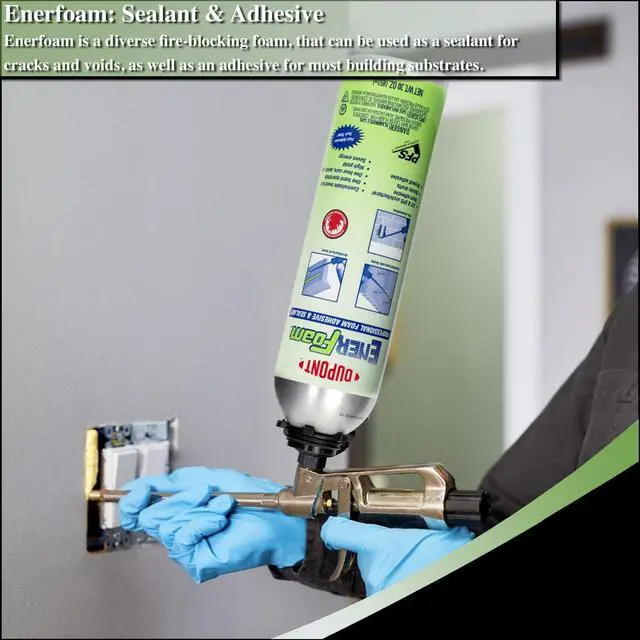 Alt view image 5 of 6 - Enerfoam 30oz Sealant, Fireblock Rated, Polyurethane Expanding Foam Sealant, Gaps and Cracks Filler, Closed Cell Spray Foam Insulation, Pack of 12 with Applicator (2ft Long Gun)