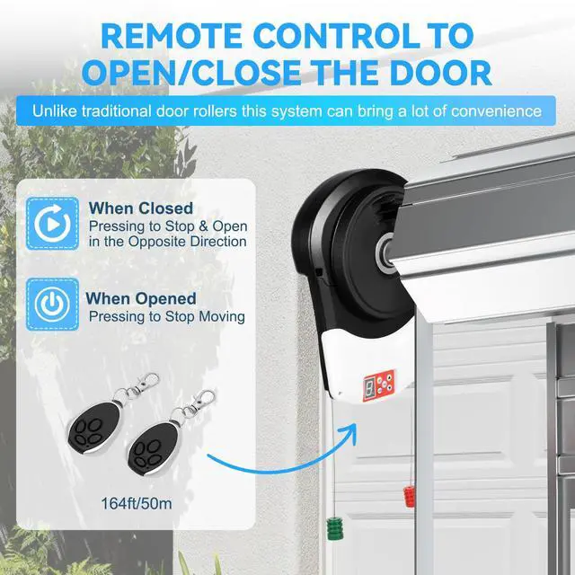 Alt view image 3 of 6 - Roll Up Door Opener, 110V Side Mount Garage Door Opener with 800N Motor | 800N Quiet Motor for Garage, Warehouse, Barn, Farm and Shop Roll Up Doors, 55dB Operation, Auto Reverse, 2 Remotes