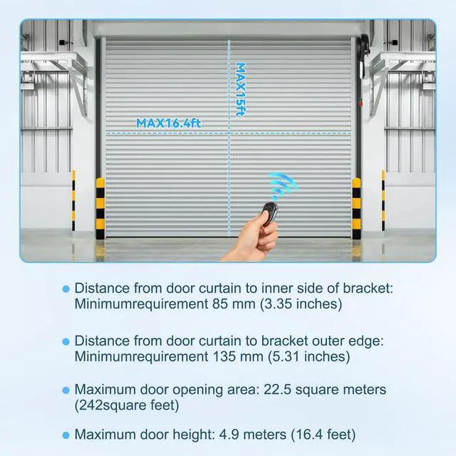 Alt view image 4 of 6 - Roll Up Door Opener, 110V Side Mount Garage Door Opener with 800N Motor | 800N Quiet Motor for Garage, Warehouse, Barn, Farm and Shop Roll Up Doors, 55dB Operation, Auto Reverse, 2 Remotes
