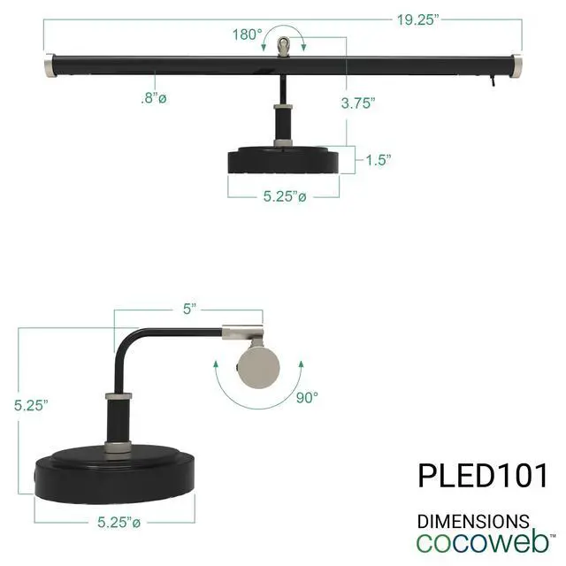 Alt view image 2 of 6 - 19" Black with Brass Accents LED Directional Piano Desk Lamp - PLED101D (Satin Nickel)