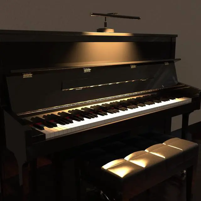 Alt view image 6 of 6 - 19" Black with Brass Accents LED Directional Piano Desk Lamp - PLED101D (Satin Nickel)