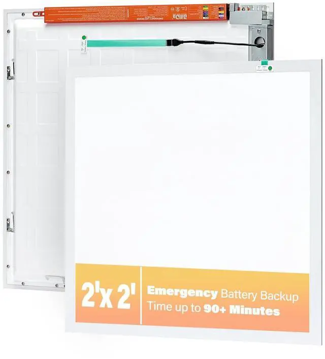 Main image of 2-Pack 2x2 LED Flat Panel Light with Emergency Battery Backup, 90-Min Emergency Mode at 8W, 20W/30W/40W Wattage Switchable, 3000K/4000K/5000K Selectable, 100-277V, 0-10V Dimmable, UL & ETL