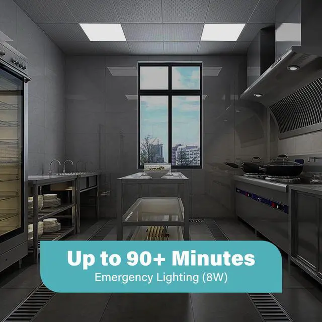 Alt view image 3 of 6 - 2-Pack 2x2 LED Flat Panel Light with Emergency Battery Backup, 90-Min Emergency Mode at 8W, 20W/30W/40W Wattage Switchable, 3000K/4000K/5000K Selectable, 100-277V, 0-10V Dimmable, UL & ETL