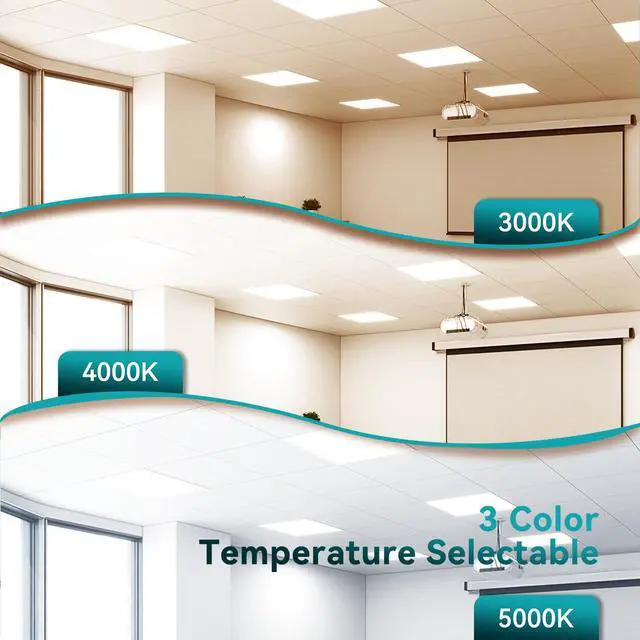 Alt view image 5 of 6 - 2-Pack 2x2 LED Flat Panel Light with Emergency Battery Backup, 90-Min Emergency Mode at 8W, 20W/30W/40W Wattage Switchable, 3000K/4000K/5000K Selectable, 100-277V, 0-10V Dimmable, UL & ETL