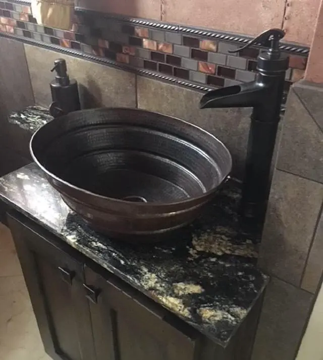 Alt view image 5 of 6 - Simply Copper 16" x 12" Oval Copper BUCKET Vessel Bathroom Sink with Handle