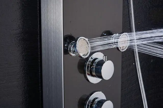 Alt view image 5 of 6 - LED Shower Panel Tower System, Hydroelectricity Display Rain Massage with Jets, Brushed Black