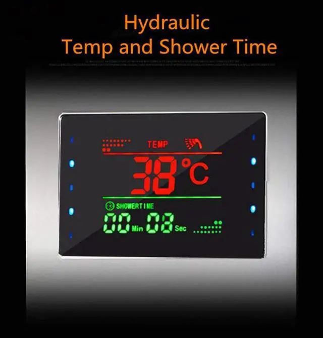 Alt view image 6 of 6 - LED Shower Panel Tower System, Hydroelectricity Display Rain Massage with Jets, Brushed Black