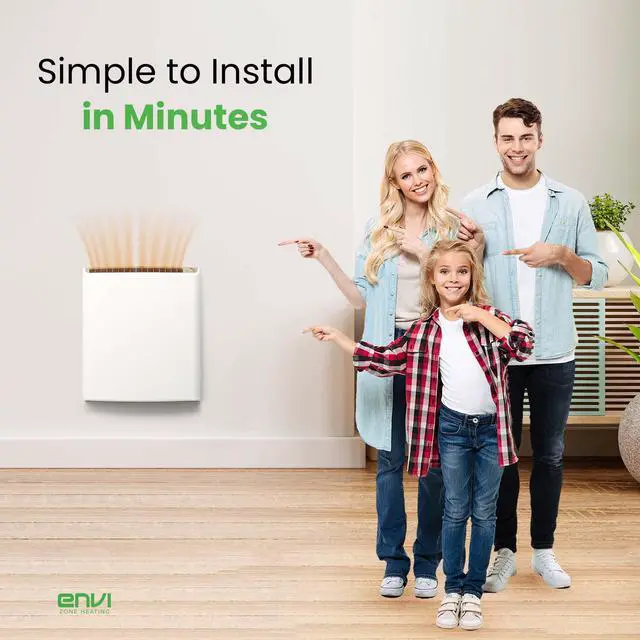 Alt view image 6 of 6 - 220 Volt Hardwired Electric Panel Wall Heater for Home, Energy Efficient, Child Safe, Quiet, Great for Bedrooms, Bathrooms, Office, Kitchen, Garage, Tip-Over Protection, Comfort-Level Thermostat