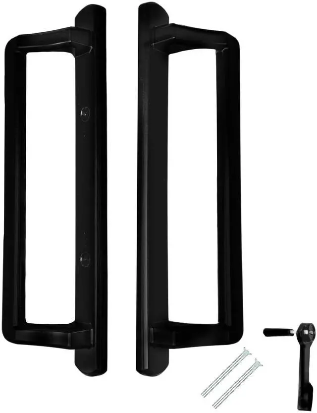 Main image of PGT 10" Sliding Glass Door Handle Set with Thumb Latch Lever, and Screws | Interior and Exterior Replacement Patio Door Handle with 3-7/8" Hole Spacing | Fix Repair PGT Door Hardware - Black