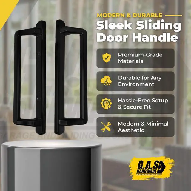 Alt view image 4 of 6 - PGT 10" Sliding Glass Door Handle Set with Thumb Latch Lever, and Screws | Interior and Exterior Replacement Patio Door Handle with 3-7/8" Hole Spacing | Fix Repair PGT Door Hardware - Black