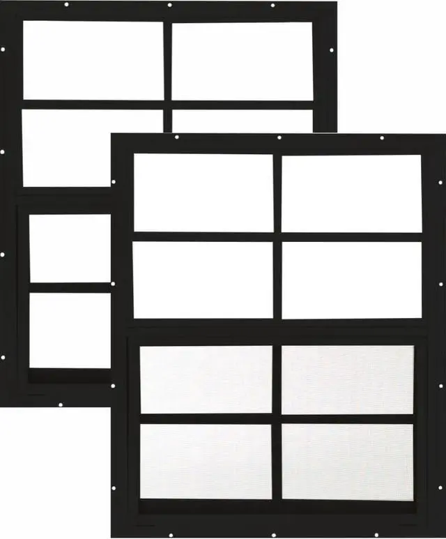 Main image of 18x23 Shed Windows, Flush Mount Sliding Windows with Tempered Glass & Screens, Black, 2-Pack