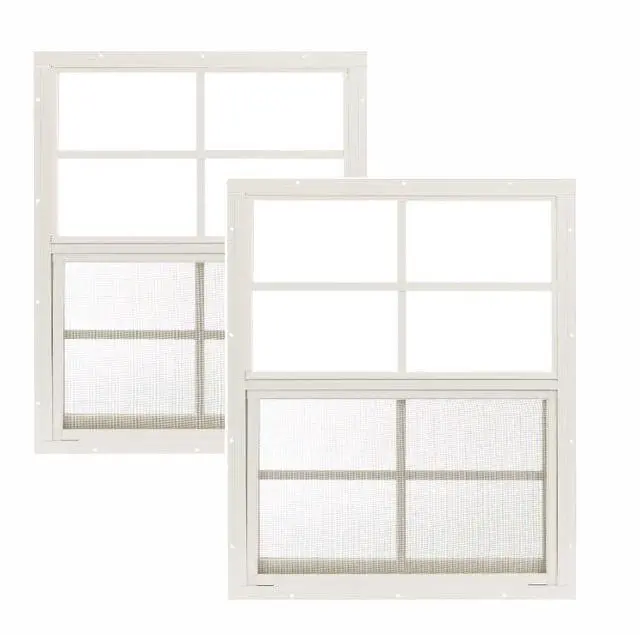 Main image of 18x23 Shed Windows, Flush Mount Sliding Windows with Tempered Glass & Screens, White, 2-Pack