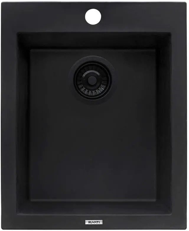 Main image of 16 x 20 inch epiGranite Drop-in Topmount Granite Composite Quartz Single Bowl Wet Bar Prep Sink - Midnight Black - RVG1016BK