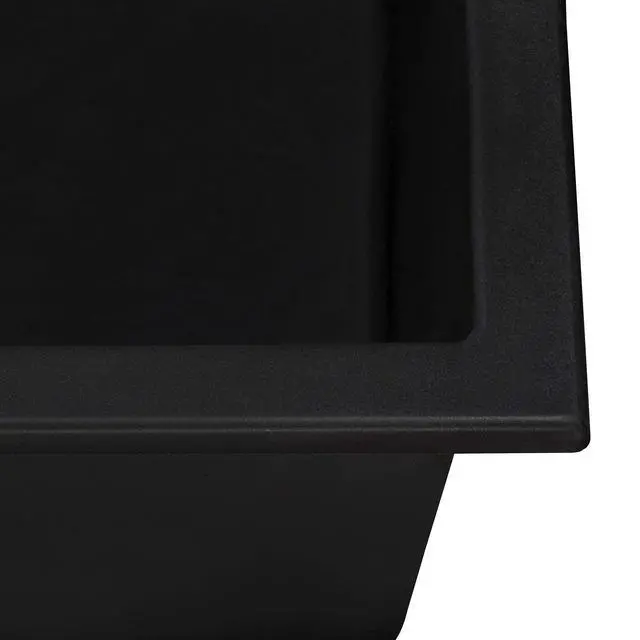 Alt view image 4 of 6 - 16 x 20 inch epiGranite Drop-in Topmount Granite Composite Quartz Single Bowl Wet Bar Prep Sink - Midnight Black - RVG1016BK