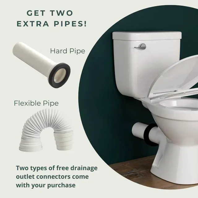 Alt view image 4 of 6 - Compact 16.5 Two-Piece Rear Outlet Toilet, Extra Two Types Extension Pipes For Easy Installation, P-Trap & 7 Rough-in Back Discharge, Soft-Close Seat, Powerful Eco-Friendly Flush White