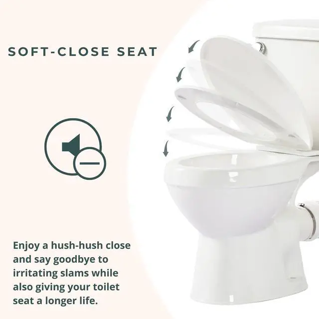 Alt view image 5 of 6 - Compact 16.5 Two-Piece Rear Outlet Toilet, Extra Two Types Extension Pipes For Easy Installation, P-Trap & 7 Rough-in Back Discharge, Soft-Close Seat, Powerful Eco-Friendly Flush White