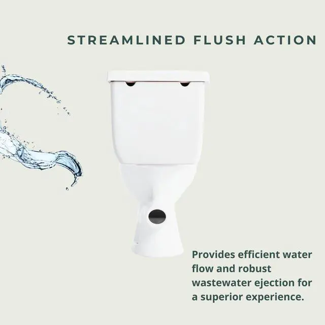 Alt view image 6 of 6 - Compact 16.5 Two-Piece Rear Outlet Toilet, Extra Two Types Extension Pipes For Easy Installation, P-Trap & 7 Rough-in Back Discharge, Soft-Close Seat, Powerful Eco-Friendly Flush White