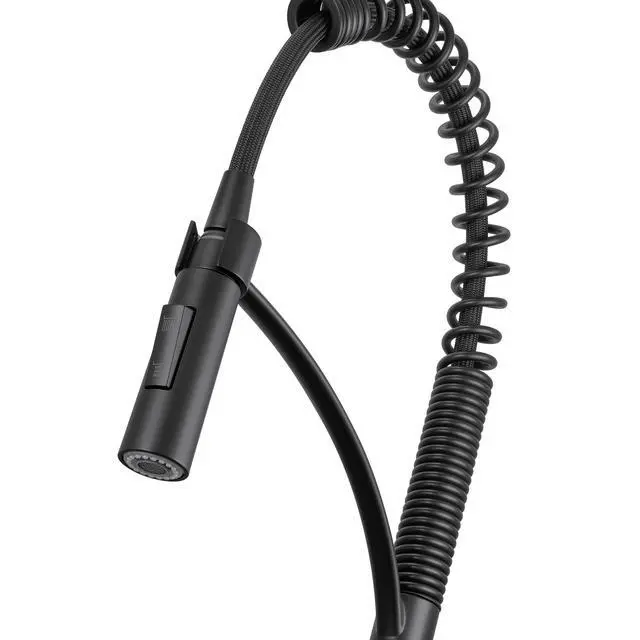 Alt view image 4 of 6 - Seneca Matte Black Single Handle Pull Down Kitchen Faucet Spiral Pro Style with Pre-Rinse Spray Hose - RVF1236MB