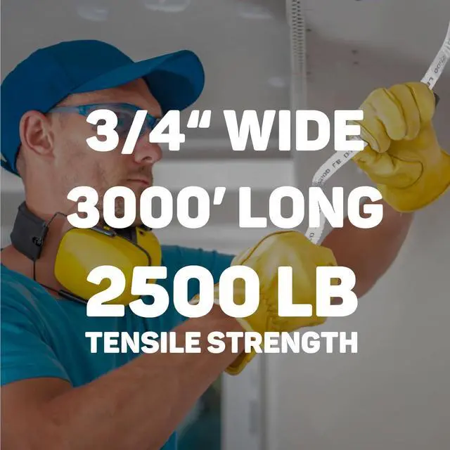 Alt view image 2 of 6 - Heavy-Duty Mule Tape Low-Stretch Polyester Webbing Rope for Cable Pulling & Conduit Installation (2500 lb., 3/4" x 3000')