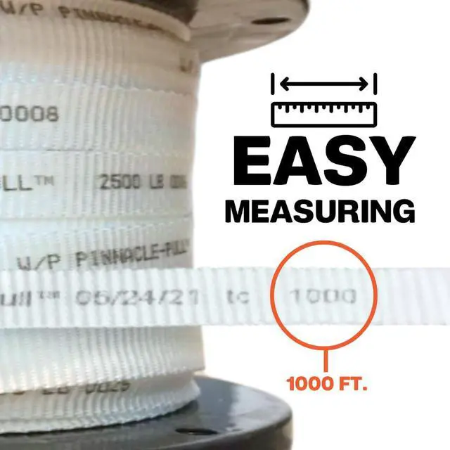Alt view image 3 of 6 - Heavy-Duty Mule Tape Low-Stretch Polyester Webbing Rope for Cable Pulling & Conduit Installation (2500 lb., 3/4" x 3000')