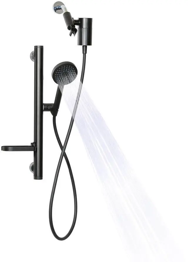 Main image of Shower Kit + Filter, Black - Slide bar, 3 Spray Functions Plus Pause, Extra Long 70 Inch Hose - Easy DIY Installation - High Pressure Performance