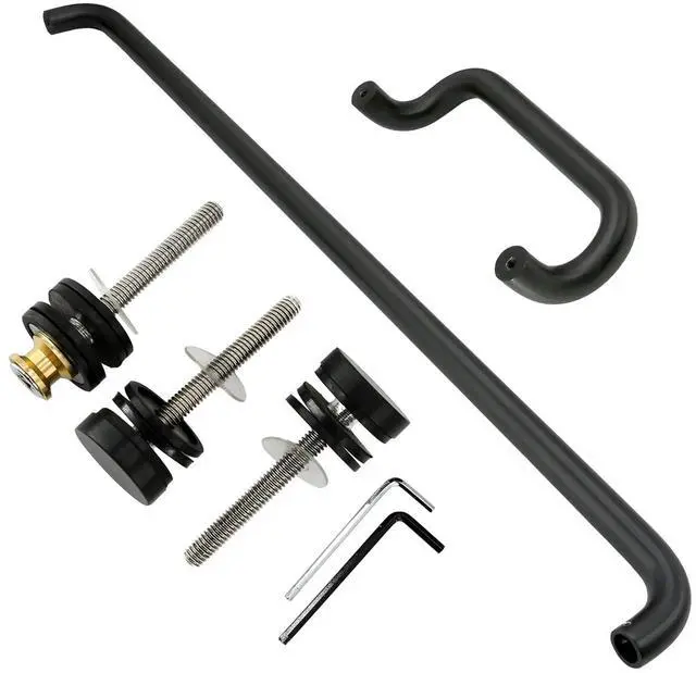 Main image of Solid Aluminum Matte Black Commercial Door Push Pull Bar Set, 33" Push Bar and 10" Center-to-Center Pull Handle, Heavy Duty Storefront Entrance Hardware for Glass and Metal Doors, Matte Black