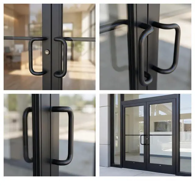 Alt view image 2 of 6 - Solid Aluminum Matte Black Commercial Door Push Pull Bar Set, 33" Push Bar and 10" Center-to-Center Pull Handle, Heavy Duty Storefront Entrance Hardware for Glass and Metal Doors, Matte Black