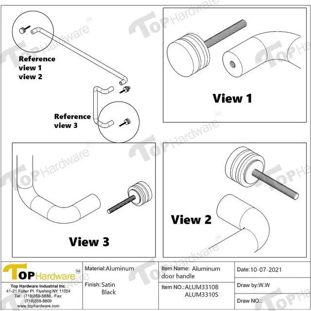 Alt view image 4 of 6 - Solid Aluminum Matte Black Commercial Door Push Pull Bar Set, 33" Push Bar and 10" Center-to-Center Pull Handle, Heavy Duty Storefront Entrance Hardware for Glass and Metal Doors, Matte Black