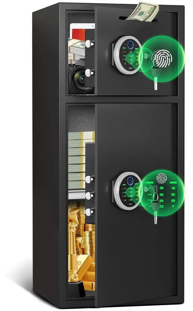 Main image of 2025 NEW Home Safes Water and Fireproof, 7.0 Cub Extra Large Fingerprint Safe Box with Drop Slot & Backlit Keypad, Money Box with Dual Alarm Sytem & Mute Mode for Home Valuables
