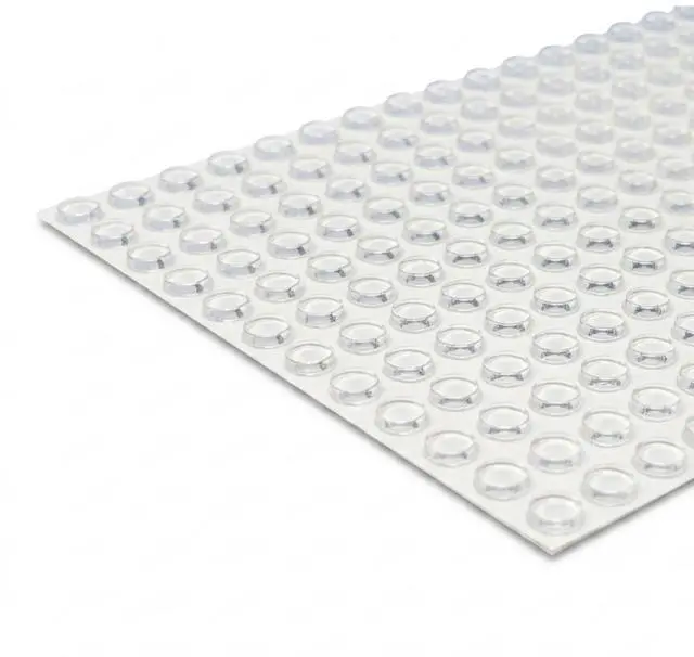Main image of Bumper Specialties Self Adhesive Bumper Feet 0.375" x 0.125" (9.5mm x 3.2mm) Clear Cylindrical Soft Polyurethane Pads for Cabinet Door Sound Dampening, 6,000 Pieces per Box, BS34SD