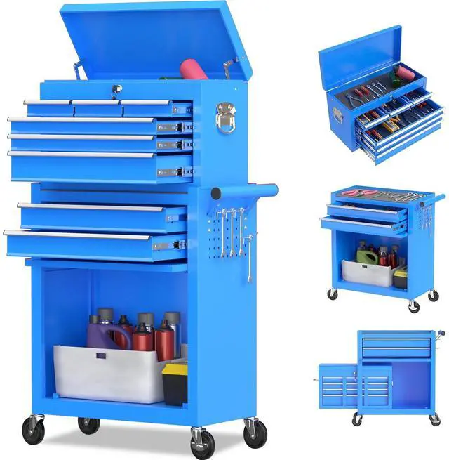 Main image of 8-Drawer Rolling Tool Chest Tool Box,Removable Tool Storage Cabinet with 4 Wheels and Drawers,2 in 1 Portable Toolbox Organizer, Tool Chest with Lockable Drawer Gifts for Men, Blue