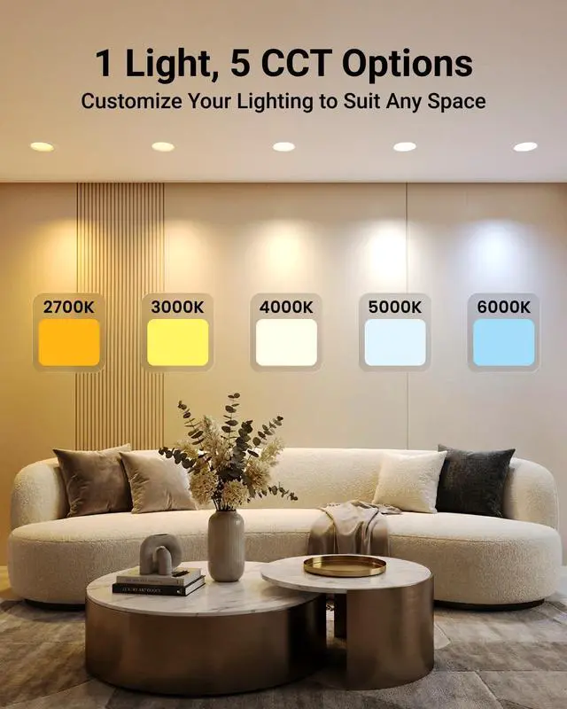 Alt view image 4 of 6 - Sunco 72 Pack Retrofit LED Recessed Lighting 6 Inch, Can Lights for Ceiling, 1200 LM, 15W, Selectable CCT 2700K/3000K/4000K/5000K/6000K, Dimmable, Ultra Thin Flat Light Fixture UL