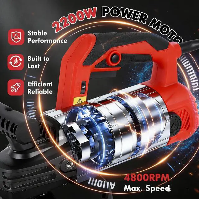 Alt view image 3 of 6 - 7-Inch Concrete Floor Grinder, 2200W Powerful Concrete Sanding Machine Concretes Sander Practical Angle Grinder Tool Floor Grinders Polishing Machine 90° Seamless sanding for Floors(Size:D)