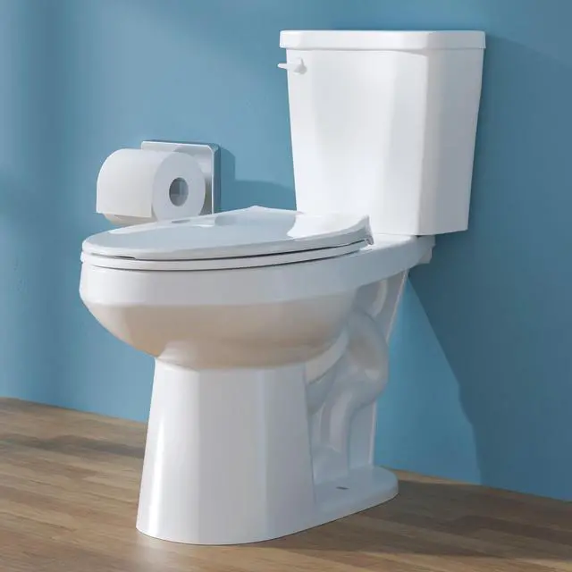 Main image of 17 Inch Elongated ADA High Two Piece White Toilet for Bathroom | 1.28 GPF Single Flush, Comfort Seat Height 17.5 Inch Tall Toilet for Seniors, Bowl Height 16.75 Inch, 12 Inch Rough In