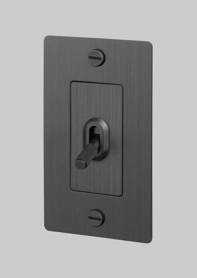 Main image of Buster and Punch 1 Gang Light Switch 1-Way Cross Knurl Without Logo (Smoked Bronze)