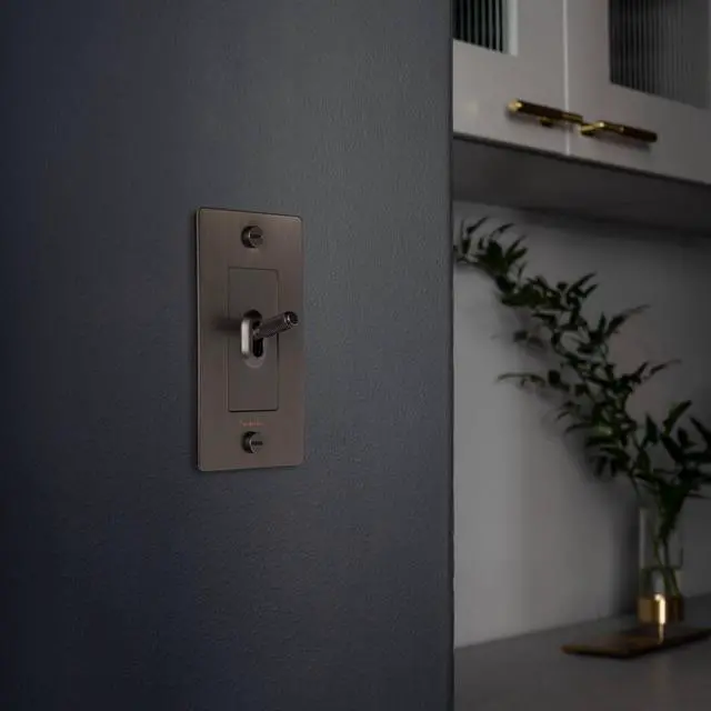 Alt view image 4 of 5 - Buster and Punch 1 Gang Light Switch 1-Way Cross Knurl Without Logo (Smoked Bronze)