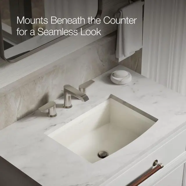 Alt view image 4 of 6 - 2355-96 Archer® 20" rectangular undermount bathroom sink, Biscuit