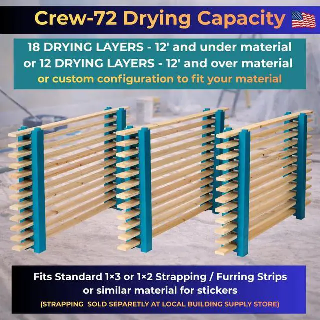 Alt view image 3 of 6 - 72 Paint Drying Rack System for Trim & Siding Cabinet Door Drying Rack Stackable Drying Rack No Tools or Fasteners Required Made in USA