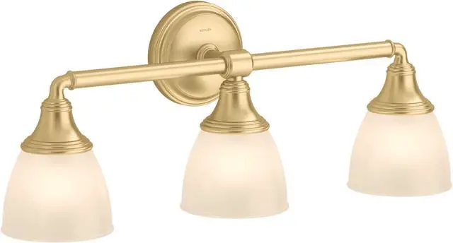 Main image of 10572-2GL Devonshire Bathroom Vanity Fixture, Wall Sconce Lighting, Position Facing Up or Down, UL Listed, 3, Brushed Modern Brass