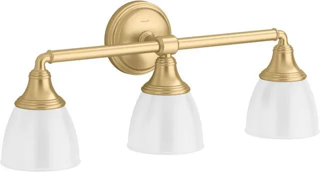 Alt view image 3 of 6 - 10572-2GL Devonshire Bathroom Vanity Fixture, Wall Sconce Lighting, Position Facing Up or Down, UL Listed, 3, Brushed Modern Brass