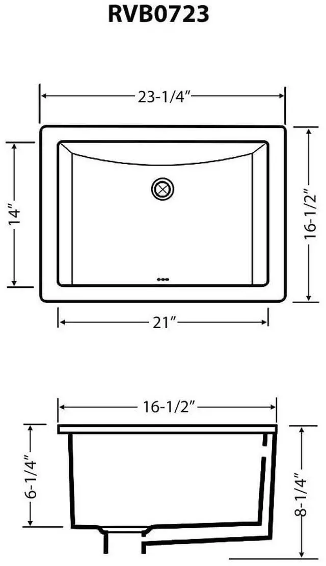 Alt view image 6 of 6 - 23 x 14 inch Undermount Bathroom Vanity Sink White Rectangle Porcelain Ceramic with Overflow - RVB0723