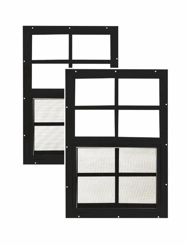 Main image of 14x21 Shed Windows, Flush Mount Sliding Windows with Tempered Glass & Screens, Black, 2-Pack