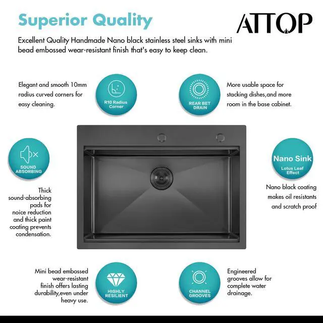 Alt view image 3 of 6 - 30 Inch Black Workstation Drop in Kitchen Sink Large Single Bowl,30x22 Inch Stainless Steel Handmade Workstation Ledge Drop in Kitchen Sink