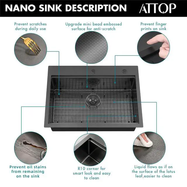 Alt view image 4 of 6 - 30 Inch Black Workstation Drop in Kitchen Sink Large Single Bowl,30x22 Inch Stainless Steel Handmade Workstation Ledge Drop in Kitchen Sink