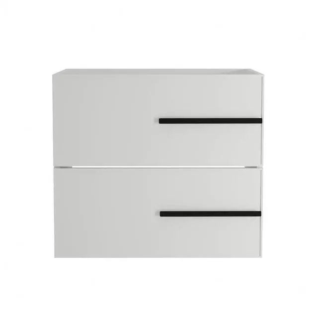 Main image of 24 inch Floating Bathroom Vanity Without Sink, Space Saving Fluted Design for Small Bathrooms, Soft Closing Drawers & Black Handles White